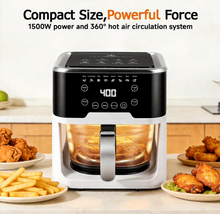 Load image into Gallery viewer, 6.0QT Glass Air Fryer with Touchscreen Control – 1500W, Power-Off &amp; Overheat Protection, Adjustable Time &amp; Temperature, 360° Air Circulation, Dishwasher Safe &amp; Easy Clean(white)
