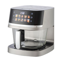 Load image into Gallery viewer, 5L Smart Air Fryer with 360° Visible Glass Window, Zero-Coating Titanium Pot, Large Color Screen, One-Touch Control, 200° High-Temp Roasting for Healthy Crispy Meals.(Silver)
