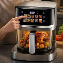 Load image into Gallery viewer, 5L Smart Air Fryer with 360° Visible Glass Window, Zero-Coating Titanium Pot, Large Color Screen, One-Touch Control, 200° High-Temp Roasting for Healthy Crispy Meals.(Silver)
