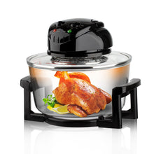 Load image into Gallery viewer, 12L 8-in-1 Electric Air Fryer with 360° Panoramic Glass Bowl, 1200W Low-Fat Multi-Purpose Cooker for Roast Chicken, Pizza, and Family Meals.(black)
