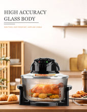 Load image into Gallery viewer, 12L 8-in-1 Electric Air Fryer with 360° Panoramic Glass Bowl, 1200W Low-Fat Multi-Purpose Cooker for Roast Chicken, Pizza, and Family Meals.(black)
