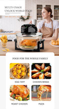 Load image into Gallery viewer, 12L 8-in-1 Electric Air Fryer with 360° Panoramic Glass Bowl, 1200W Low-Fat Multi-Purpose Cooker for Roast Chicken, Pizza, and Family Meals.(black)
