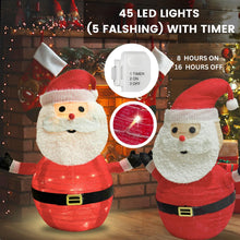 Load image into Gallery viewer, 2-Pack Lighted Christmas Santa Claus Decoration Lantern, 45 LED Collapsible Pop-Up Ornament with 8 Light Modes &amp; Timer, Indoor Outdoor Holiday Décor
