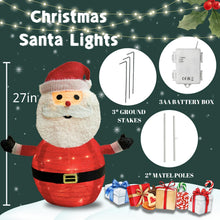 Load image into Gallery viewer, 2-Pack Lighted Christmas Santa Claus Decoration Lantern, 45 LED Collapsible Pop-Up Ornament with 8 Light Modes &amp; Timer, Indoor Outdoor Holiday Décor
