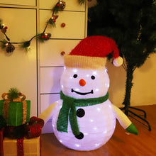 Load image into Gallery viewer, 2-Pack Lighted Christmas Snowman Decoration Lantern, 45 LED Collapsible Pop-Up Ornament with 8 Light Modes &amp; Timer, Indoor Outdoor Holiday Décor
