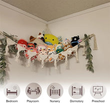 Load image into Gallery viewer, Stuffed Animal Storage Hammock Wall Hanging Corner Net Organizer for Bedroom Nursery Room Decor, Beige, 47.2 Inch

