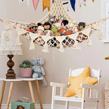 Load image into Gallery viewer, Stuffed Animal Storage Hammock Wall Hanging Corner Net Organizer for Bedroom Nursery Room Decor, Beige, 47.2 Inch
