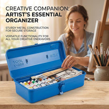 Load image into Gallery viewer, Portable Metal Tool Box with Lock for Home Workshop Tool Storage and Transport, 37 x 16 x 12 cm
