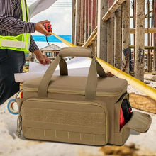 Load image into Gallery viewer, Tool Bag Organizer with Multiple Pockets, Wear-resistant Storage Bag with Anti-slip Bottom for Carpenters and DIY Enthusiasts, Brown, 14 Inch
