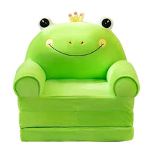 Load image into Gallery viewer, 2-in-1 Foldable Kids Cartoon Sofa, Frog Shaped Plush Toddler Couch, Convertible Sofa to Lounger for Bedroom Playroom
