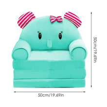 Load image into Gallery viewer, 2-in-1 Foldable Kids Cartoon Sofa, Frog Shaped Plush Toddler Couch, Convertible Sofa to Lounger for Bedroom Playroom
