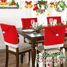 Load image into Gallery viewer, 5 Pack Santa Hat Chair Covers, Red Christmas Chair Back Covers, Xmas Dining Chair Slipcovers for Christmas Dinner Party Decorations
