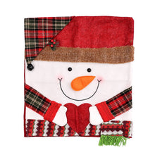 Load image into Gallery viewer, Santa &amp; Snowman Christmas Chair Covers, 2 Pack Xmas Dining Chair Slipcovers, Plaid Fabric Chair Back Covers for Holiday Dinner Party Decor
