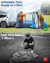 Load image into Gallery viewer, Inflatable SUV Tent with Pump 2.0, 30% More Space, Easy Set-up Car Tent for 6 Person Family Camping, Dual-Use for SUV or Ground Camping with 2 Awnings, Double Door, Fit for SUV Car Van
