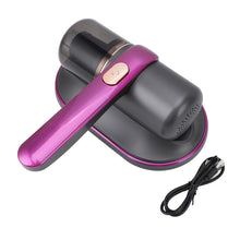 Load image into Gallery viewer, Bed Vacuum Cleaner Purple Handheld Cordless High Efficiency 2 Speeds Suction Power Mattress Vacuum Cleaner with 185ml Detachable Dust Cup
