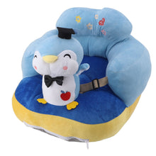 Load image into Gallery viewer, Cartoon Baby Support Seat Plush Adjustable Stable Children Learn Sitting Seat for Home Blue Penguin
