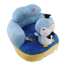 Load image into Gallery viewer, Cartoon Baby Support Seat Plush Adjustable Stable Children Learn Sitting Seat for Home Blue Penguin
