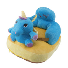 Load image into Gallery viewer, Learning Sitting Chair Prevents Falls Adjustable Angle Portable Safe Super Soft Plush Baby Support Seat Blue Horse
