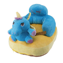 Load image into Gallery viewer, Learning Sitting Chair Prevents Falls Adjustable Angle Portable Safe Super Soft Plush Baby Support Seat Blue Horse

