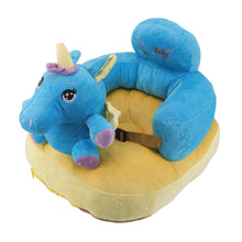 Load image into Gallery viewer, Learning Sitting Chair Prevents Falls Adjustable Angle Portable Safe Super Soft Plush Baby Support Seat Blue Horse
