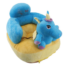 Load image into Gallery viewer, Learning Sitting Chair Prevents Falls Adjustable Angle Portable Safe Super Soft Plush Baby Support Seat Blue Horse
