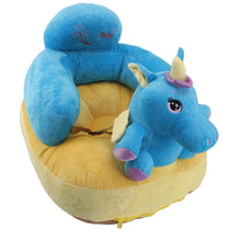 Load image into Gallery viewer, Learning Sitting Chair Prevents Falls Adjustable Angle Portable Safe Super Soft Plush Baby Support Seat Blue Horse
