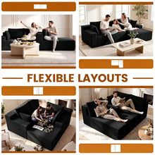 Load image into Gallery viewer, Couch Modular Sectional 3 Seater Sofa L-Shaped Black,81" Boneless Sofa Bed, Deep Seat and Side Pockets,Breathable Cheneille, High Density Pure Sponge,No Assembly Needed
