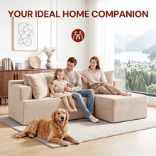 Load image into Gallery viewer, Couch Modular Sectional 3 Seater Sofa L-Shaped Khaki，81" Boneless Sofa Bed, Deep Seat and Side Pockets,Breathable Cheneille, High Density Pure Sponge,No Assembly Needed

