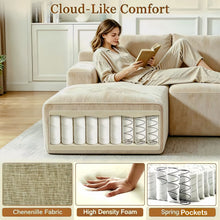Load image into Gallery viewer, Couch Modular Sectional 3 Seater Sofa L-Shaped Khaki，81" Boneless Sofa Bed, Deep Seat and Side Pockets,Breathable Cheneille, High Density Pure Sponge,No Assembly Needed
