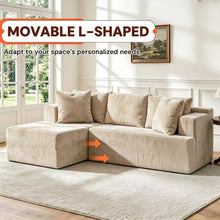 Load image into Gallery viewer, Couch Modular Sectional 3 Seater Sofa L-Shaped Khaki，81" Boneless Sofa Bed, Deep Seat and Side Pockets,Breathable Cheneille, High Density Pure Sponge,No Assembly Needed
