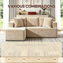 Load image into Gallery viewer, Couch Modular Sectional 3 Seater Sofa L-Shaped Khaki，81" Boneless Sofa Bed, Deep Seat and Side Pockets,Breathable Cheneille, High Density Pure Sponge,No Assembly Needed
