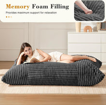Load image into Gallery viewer, Convertible Bean Bag Sofa Chair with Memory Foam Filling, Adjustable Multi-Position Lounger for Reading, Sleeping, Gaming, and Home Office in Small Apartments and Living Rooms (DarkGrey)
