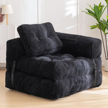 Load image into Gallery viewer, Foldable Corduroy Sofa Bed with Quilted Buttons and Pillow, Convertible Lounger for Reading, Gaming, Napping, and Relaxing at Home (Pink)
