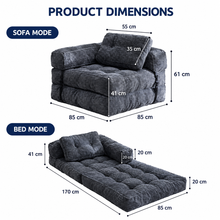 Load image into Gallery viewer, Foldable Corduroy Sofa Bed with Quilted Buttons and Pillow, Convertible Lounger for Reading, Gaming, Napping, and Relaxing at Home (RoyalBlue)
