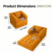 Load image into Gallery viewer, Foldable Multi-Functional Lounger Sofa with Corduroy Cover and High-Density Foam for Living Room Relaxation, Napping, and Lounging (Orange)
