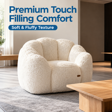Load image into Gallery viewer, Cozy Bean Bag Sofa with Soft Corduroy Cover and High-Density Foam Filling for Living Room Bedroom Balcony Relaxation (White)
