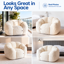 Load image into Gallery viewer, Cozy Bean Bag Sofa with Soft Corduroy Cover and High-Density Foam Filling for Living Room Bedroom Balcony Relaxation (White)
