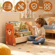 Load image into Gallery viewer, Double Sided Kids Bookshelf, Kid Friendly Low Height Structure, for Baby Nursery Room, Playroom Classroom or Bedroom Storage Organizer
