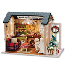 Load image into Gallery viewer, Miniature Dollhouse Kit DIY Christmas Realistic Mini 3D Wooden House with LED Lights Children's Day Birthday Gift Christmas House Decoration
