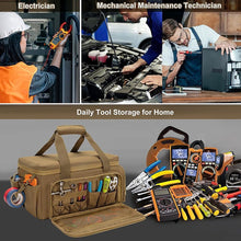Load image into Gallery viewer, 14 Inch Tool Bag Wide Mouth Tool Organizer with Adjustable Shoulder Strap &amp; Ergonomic Handle Large Capacity Utility for Electrician Plumber,Portable Tools Bags Organizer Toolbag for plumbing
