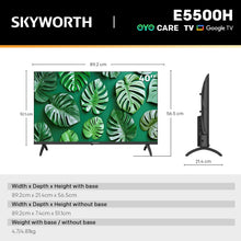Load image into Gallery viewer, SKYWORTH 40" E5500H EyeCare Smart Google TV, 1080P FHD, HDR10 HLG, Find-My Remote, AI Picture Processing, Dolby Audio, Screen Casting, Bezel Less Design, Voice Control
