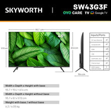 Load image into Gallery viewer, SKYWORTH G3F 43" 4K UHD Smart Google TV with HDR 10,Voice Control,Screen Cast,HDMI 2.1,MEMC, AI Engine,Eye Care featrues,Low Blue Light,DBX-tv Audio,Text Scaling,Smart Features,Energy-Saving
