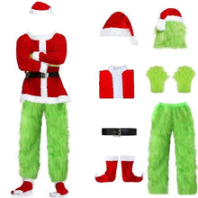 Load image into Gallery viewer, Adult Green Monster Christmas Santa Costume Set for Holiday Parties, Cosplay &amp; Themed Events, S (green)
