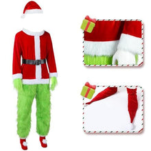 Load image into Gallery viewer, Adult Green Monster Christmas Santa Costume Set for Holiday Parties, Cosplay &amp; Themed Events, S (green)
