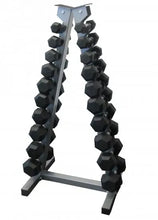 Load image into Gallery viewer, 1-10kg Rubber Hex Dumbbell Set With Triangle Rack
