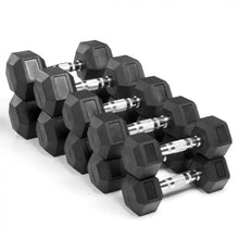 Load image into Gallery viewer, 10–20kg Rubber Hex Dumbbell Set (5 Pairs)
