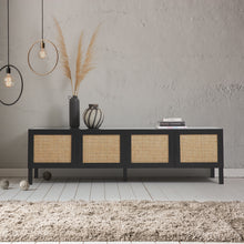 Load image into Gallery viewer, Casa Decor Tulum Rattan Entertainment Unit TV Stand Cabinet Storage Black
