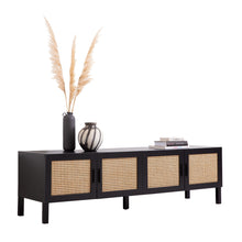 Load image into Gallery viewer, Casa Decor Tulum Rattan Entertainment Unit TV Stand Cabinet Storage Black
