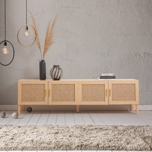 Load image into Gallery viewer, Casa Decor Santiago Rattan Entertainment Unit TV Stand Cabinet Storage Oak
