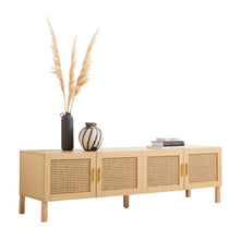 Load image into Gallery viewer, Casa Decor Santiago Rattan Entertainment Unit TV Stand Cabinet Storage Oak
